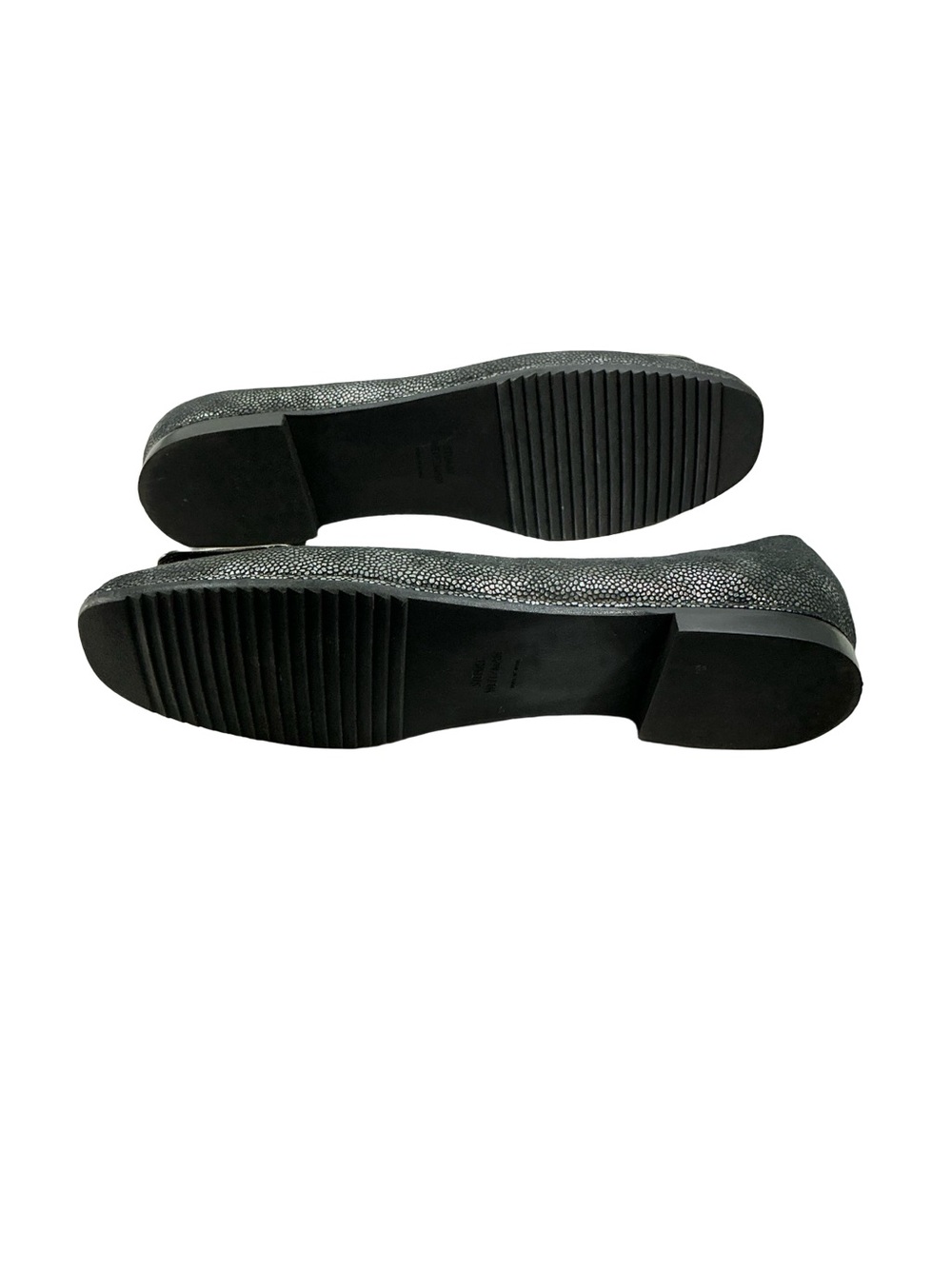Stuart Weitzman Black Textured Buckle Flats Narrow Size 8N - Picture 7 of 8
